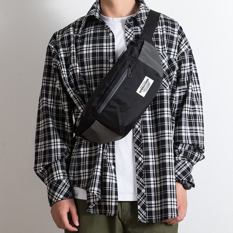 潮流男士腰包牛津布防水户外运动胸包个性时尚骑行包休闲斜背挎包