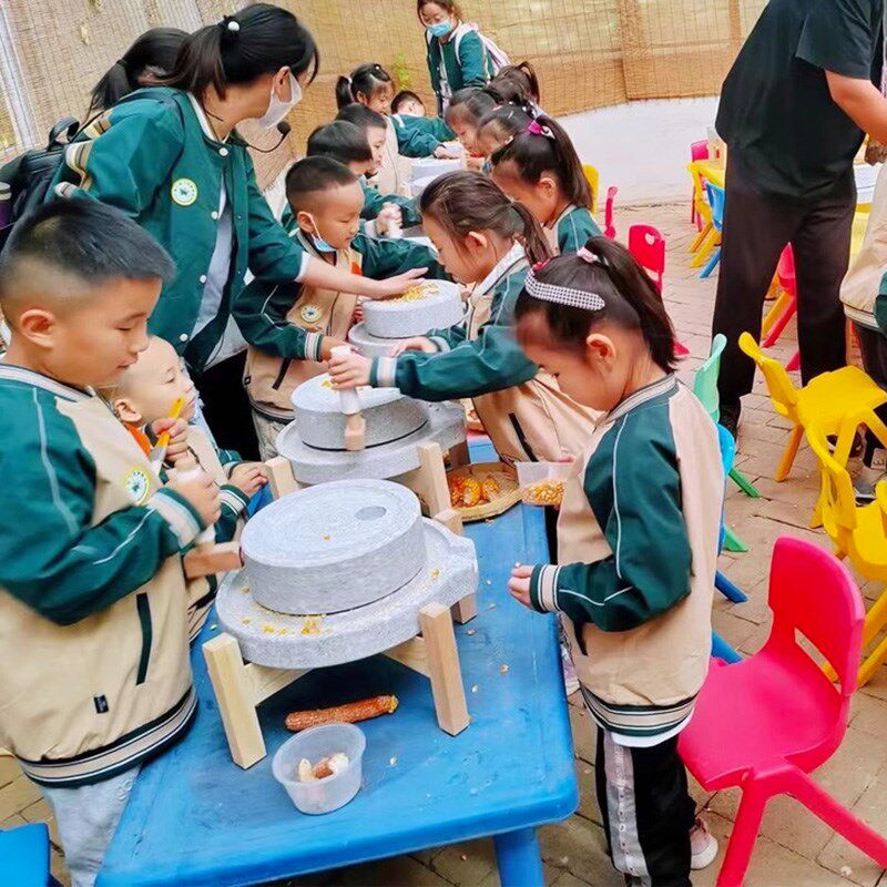 小石磨家用小型老式磨盘磨豆浆豆腐纯手工幼儿Q园研学基地亲子活