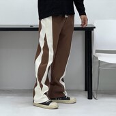 腿粗好穿潮男运动休闲卫裤 加厚面料 撞色宽松直筒长裤 松紧腰跳舞