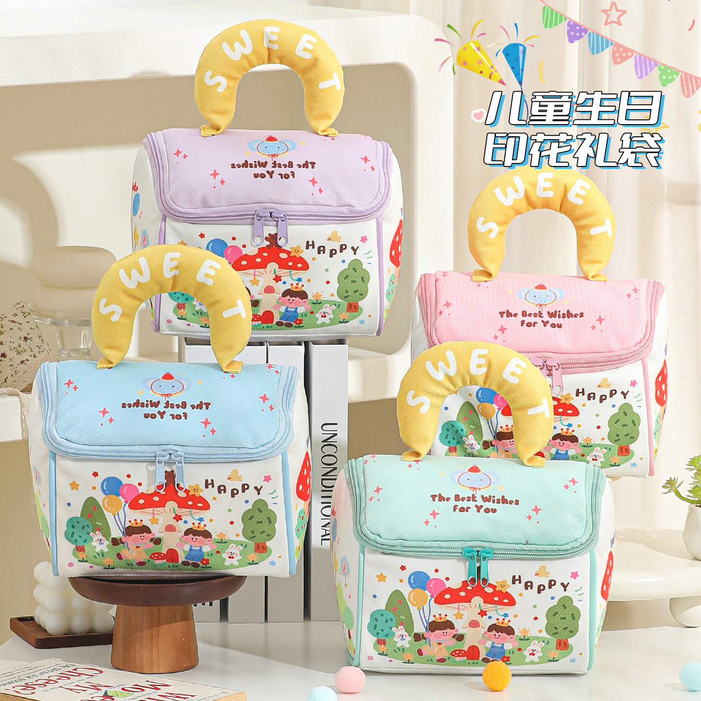 宝宝满月诞生周岁帆布包喜糖袋