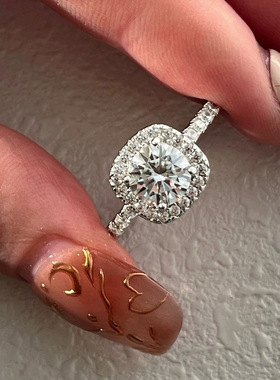 S925纯银莫桑钻四爪方糖戒指