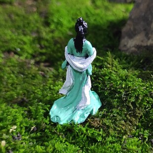 黄铜美女侠客江湖故人古风人物盆景假山流水鱼池摆件微缩景观造景