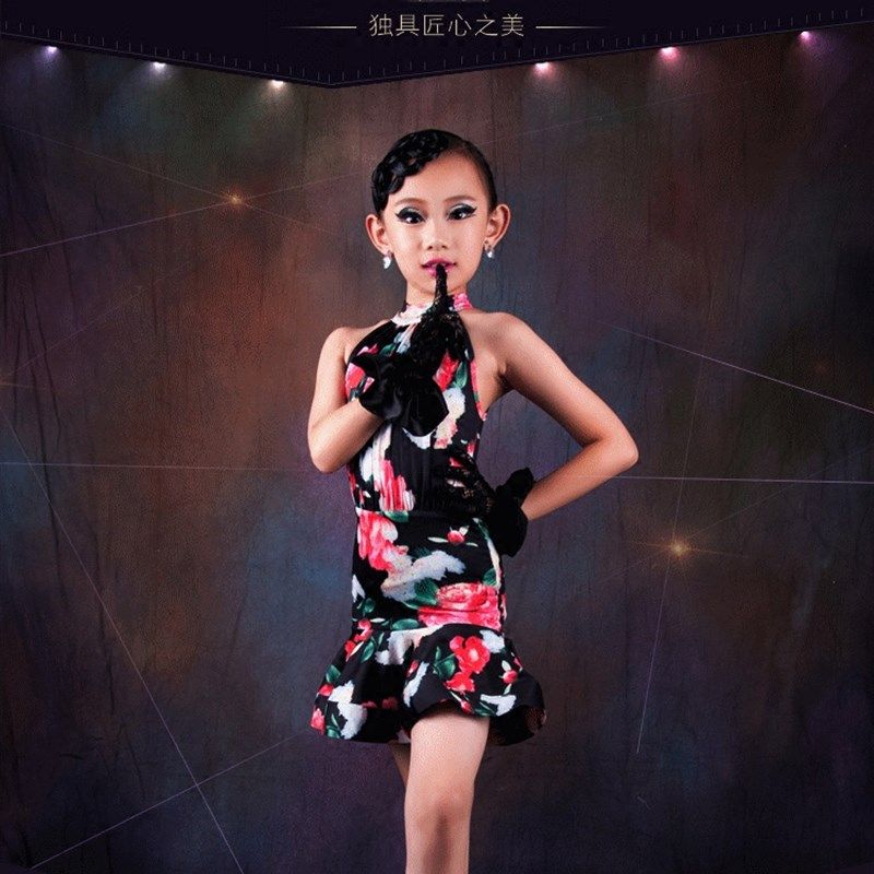 儿童拉丁舞比赛表演出服装练功服少儿新款复古旗袍款集体舞表演服