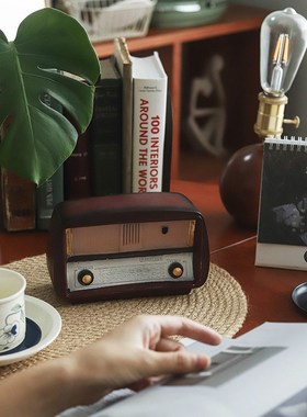 复古做旧收音机桌面摆件 美式家居装饰品 咖啡馆氛围陈列拍照道具