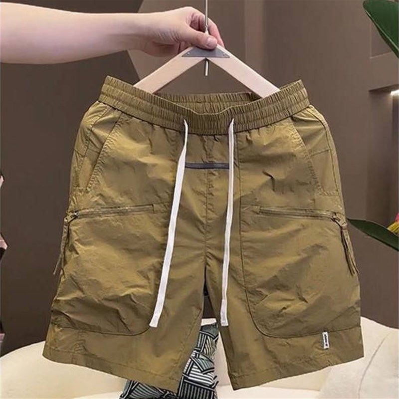 2025夏季工装纯色五分休闲裤男士速干透气运动短裤拉链口袋沙滩裤,男装,休闲裤,淘宝优惠券,粉丝福利购,淘宝优惠卷