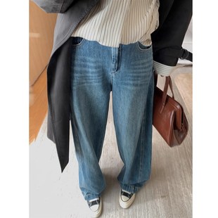 简约显瘦潮妈长裤 无弹百搭休闲阔腿裤 子春秋外穿牛仔拖地裤 孕妇裤