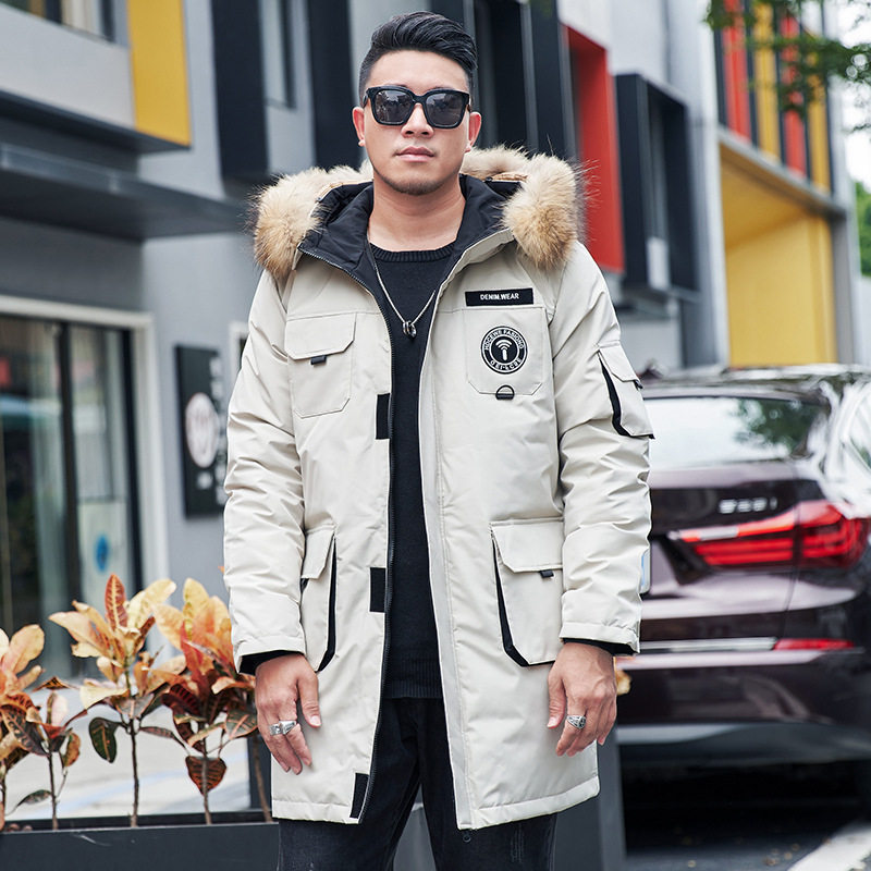 胖子加肥加大码加厚保暖宽松男式羽绒服中长款冬季外套潮胖300斤