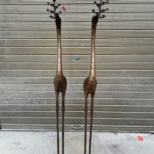 仙鹤纯铜龟鹤烛台一对灯台烛台蜡台铜仙鹤踏龙龟摆件铜器