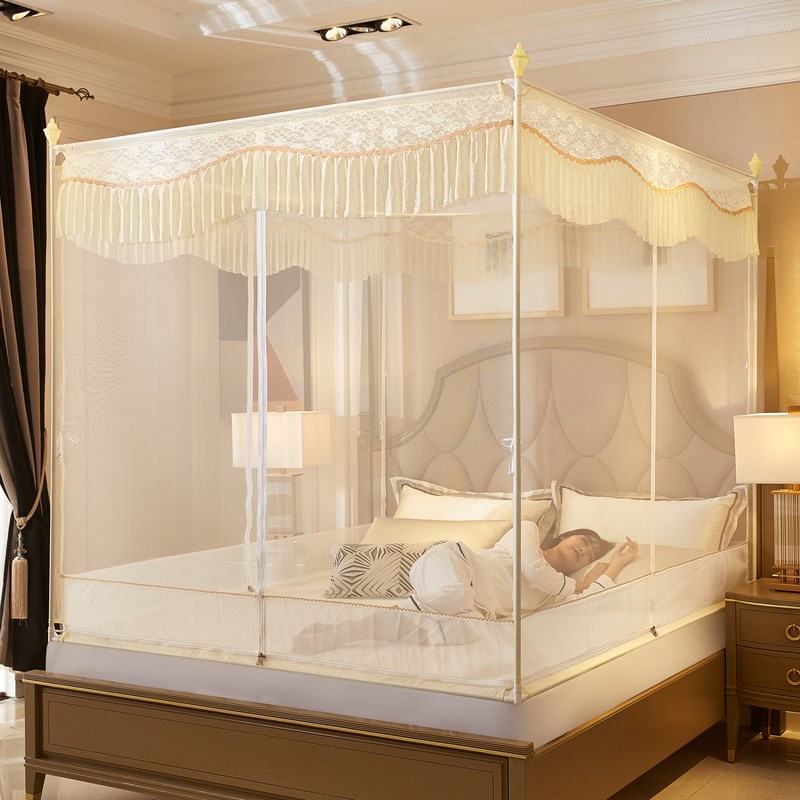 夏季新款坐床蚊帐三开门拉链式T型门儿童防摔家用回底全底.大床12