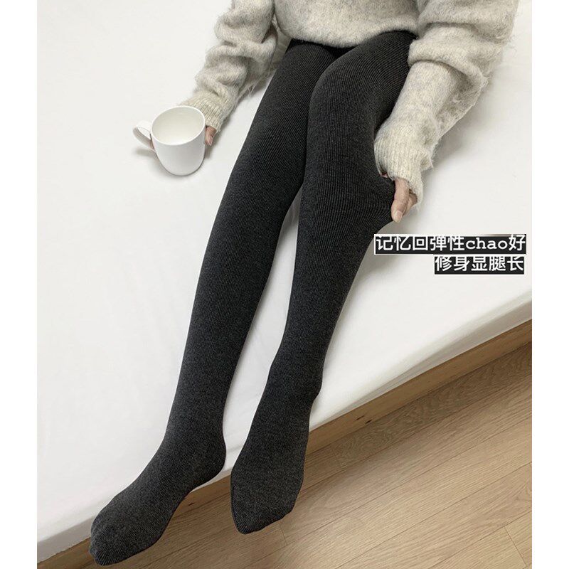 孕妇加绒打底袜日系羊绒棉质竖条纹显瘦加绒加厚孕妇秋冬打底袜裤