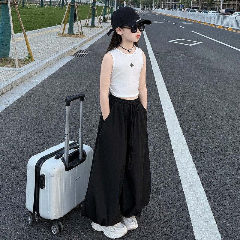 女童休闲裤夏季冰丝阔腿裤2025新款束脚老爹哈伦裤洋气百搭阔腿裤,童装/婴儿装/亲子装,裤子,淘宝优惠券,粉丝福利购,淘宝优惠卷