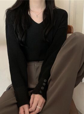 哺乳衣服春秋季外出时尚辣妈款V领针织打底衫气质喂奶上衣女冬装