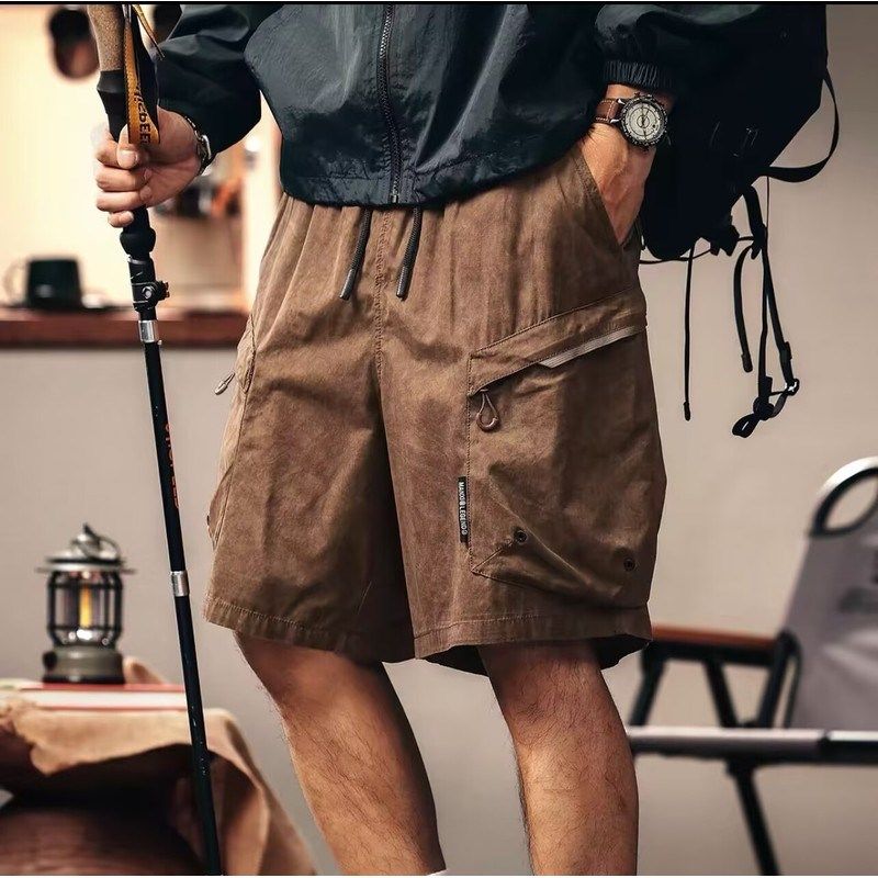 格蓝鹿高端山系设计感复古薄款工装短裤男夏季冰丝中裤休闲五分裤,男装,短裤,淘宝优惠券,粉丝福利购,淘宝优惠卷