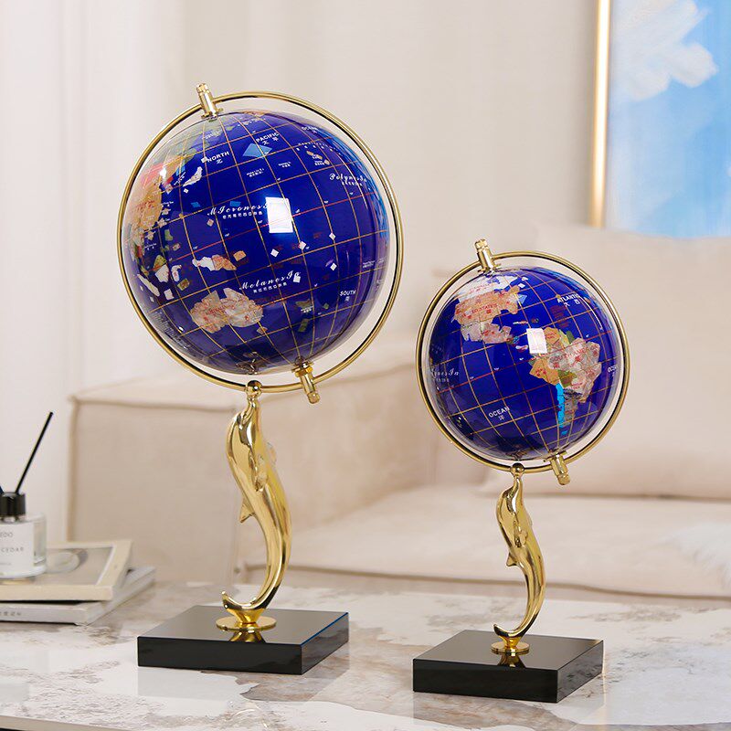全铜地球仪摆件现代轻奢书房办公室书柜书桌酒柜简W约装饰商务礼