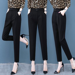 女士九分裤 休闲裤 女裤 女宽松春秋裤 西裤 子2021新款 薄款 哈伦裤 夏季
