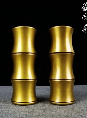 纯铜香筒装香的供佛香插竹节式B大号香筒家用供奉财神摆件一对