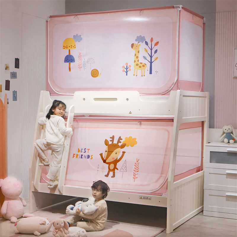 子母床梯形蚊帐防摔全底儿v童上下铺蒙古包学生宿舍家用拉链款防