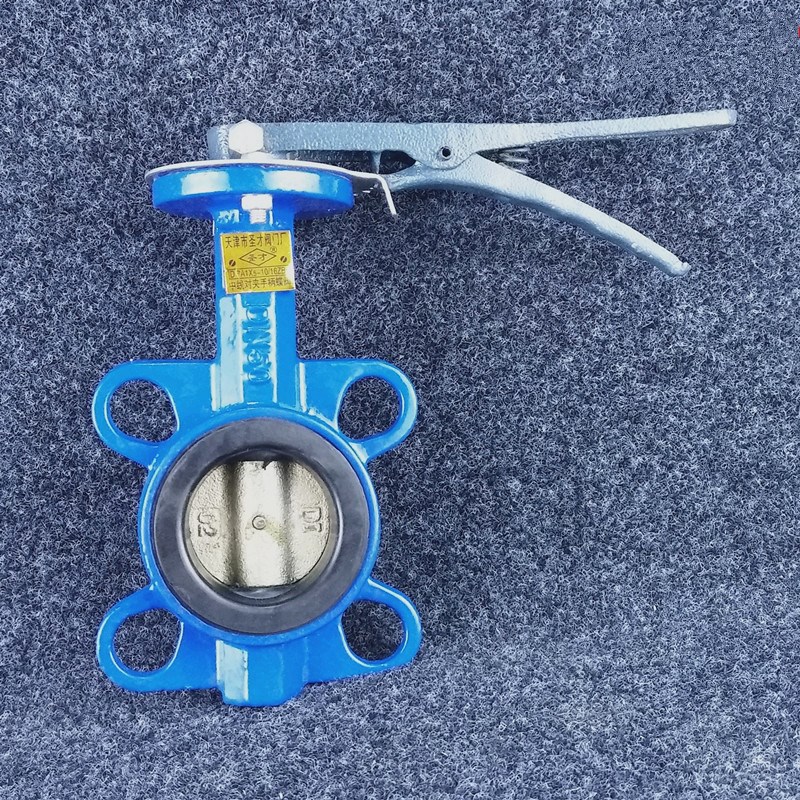 D71X-16手动对夹式蝶阀衬胶手柄蝶阀水开关阀DN65 8P0 100 150 20