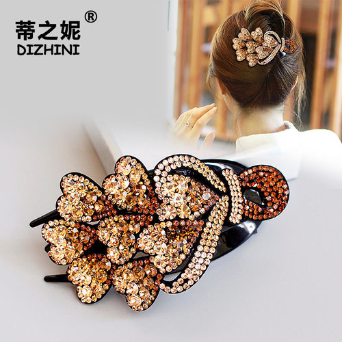 复古发夹镶钻大号鸭嘴夹妈妈盘发抓夹后脑勺发卡头饰盘头卡子发饰