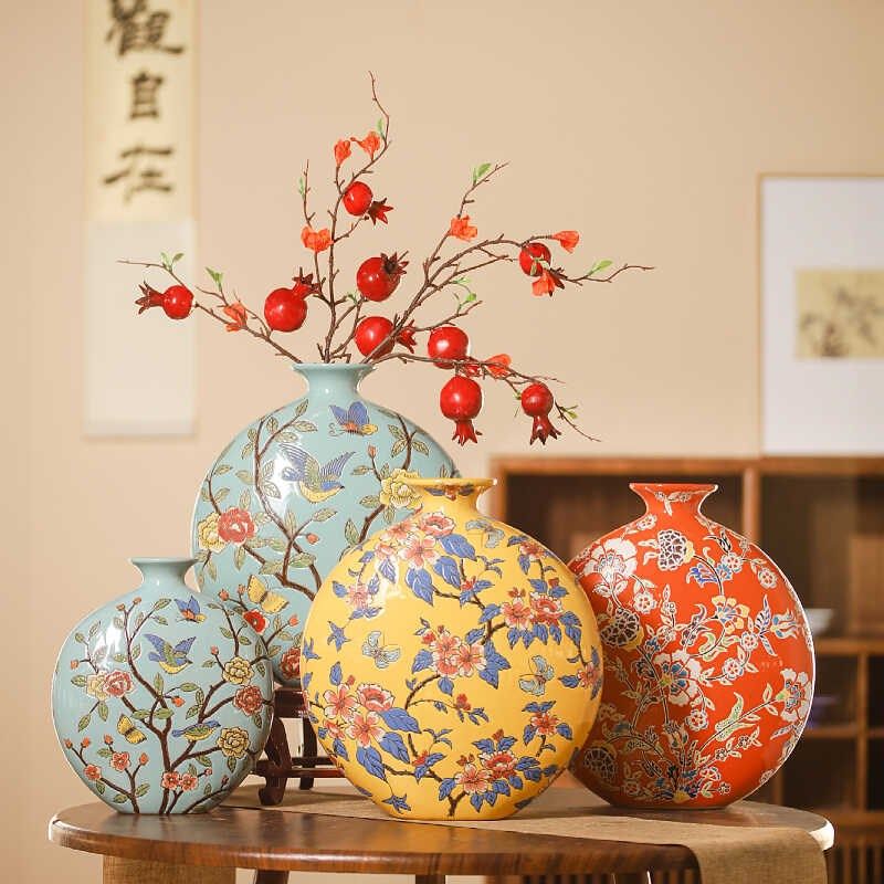 新中式花瓶四件套欧式客厅干花扁口插花器博古架家U居酒柜装饰摆,家居饰品,花瓶,淘宝优惠券,粉丝福利购,淘宝优惠卷