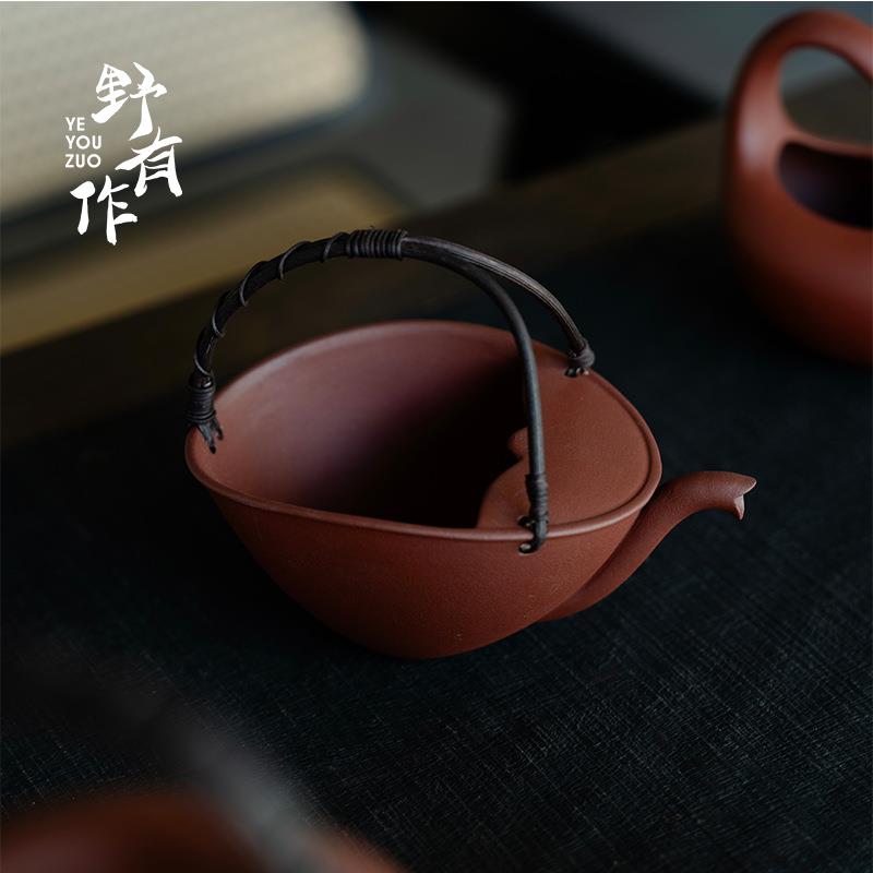 野有作纯手工日式粗陶粉引绿茶碗公道杯茶海分茶器均杯藤编泡茶碗