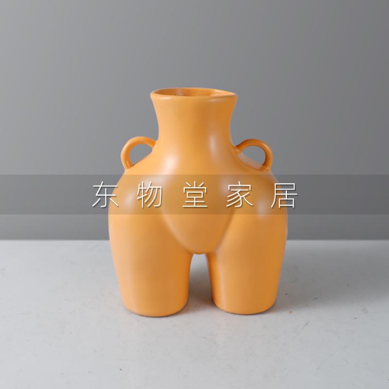 现代简约创意双耳人体艺术树脂花瓶摆件 家居软装样板间装饰品