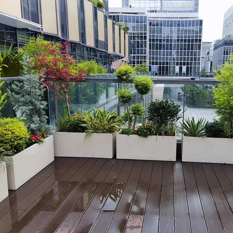 户外花箱室外园林绿化仿真植物绿植组合花草种植装饰区不锈钢花盆