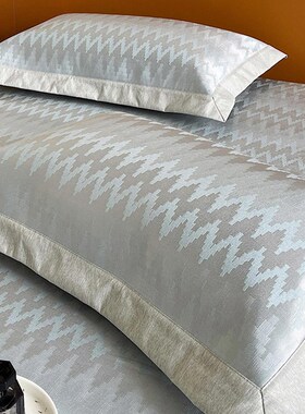 A类夏季轻奢风冰丝凉席三件套高C端提花可水洗空调软席床笠床席款