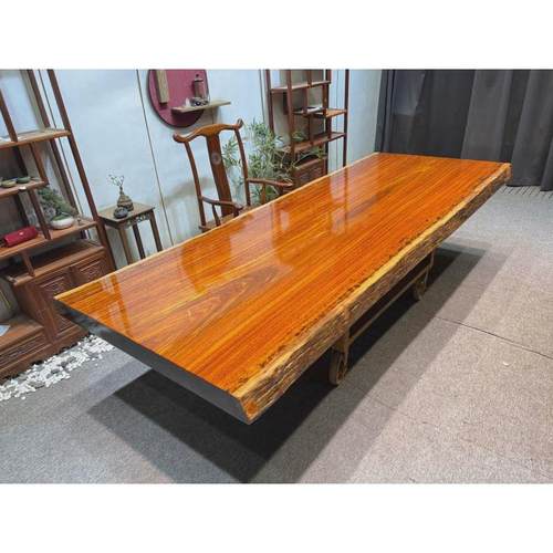 实木奥坎大板苦瓜皮自然边办公会议长桌茶桌吧台公司开业乔迁送礼