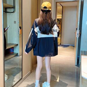 休闲拼接防晒衣薄款外套女夏季透气韩版宽松大码学生中长款防晒服