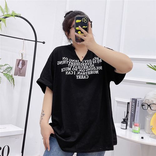 加大码女装2023年夏季新款藏肉遮肚竹节棉胖妹妹200斤休闲短袖T恤