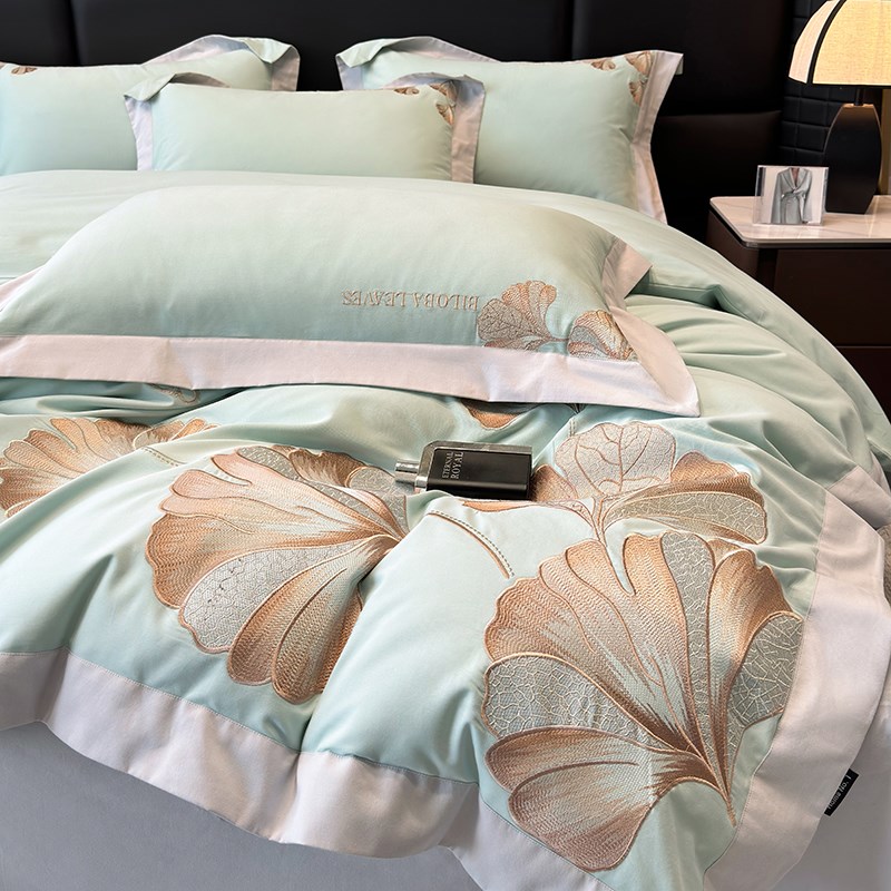 轻奢A类100支纯棉磨毛四件套秋冬加厚全棉长绒棉被套床单床上用品