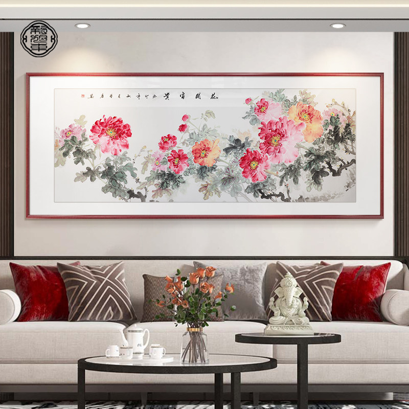 花开富贵牡丹图挂画新中式客厅装饰画花鸟水墨画寓意好的手绘国画