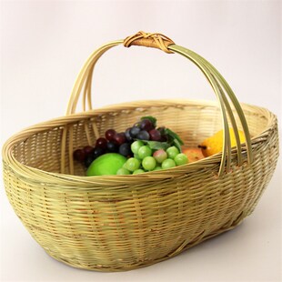 精品手提竹篮 菜篮 环保竹蓝 水果篮果园采摘手提篮