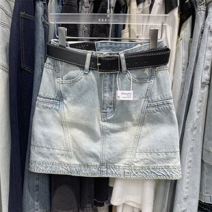 时尚 新款 百搭设计感牛仔半身裙女高腰显瘦a字短裙 2025夏季 韩版