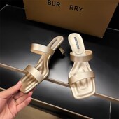 轻奢鞋 配裙子低跟凉 夏季 子女款 细跟一字拖外穿仙女y风2025年新款