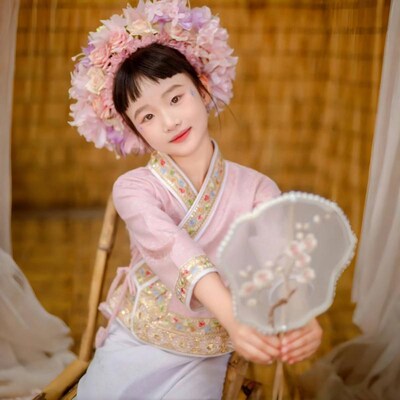 泼水节儿童傣族套装小娘惹写真西双版纳旅拍服饰传统傣装裙子女童