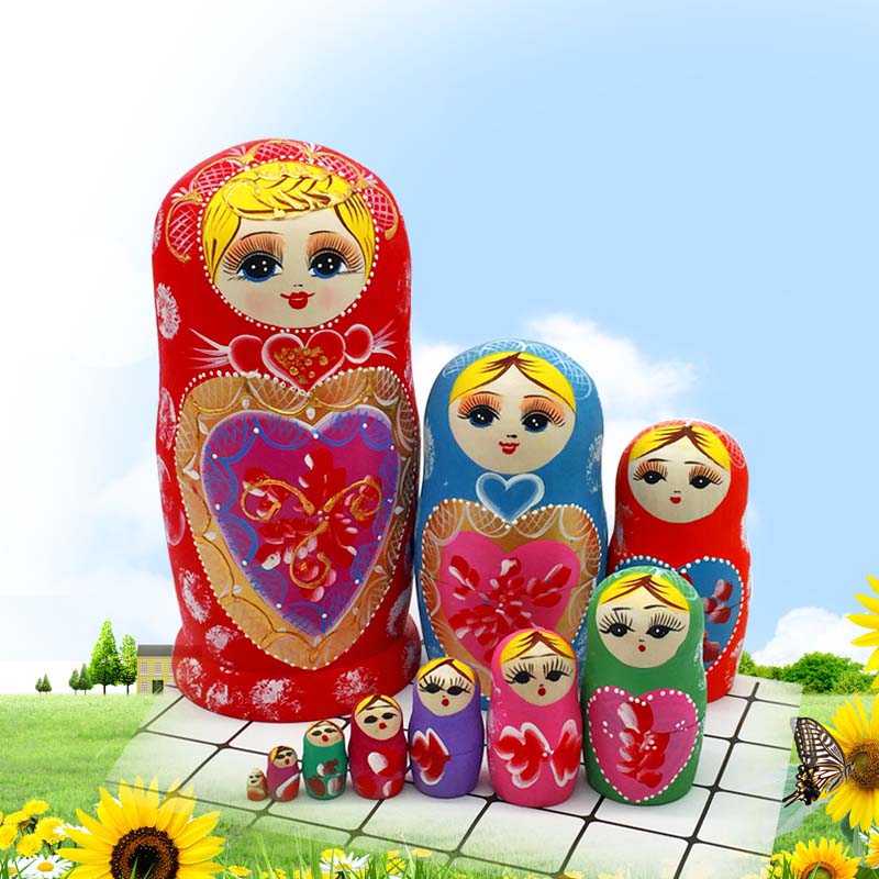 10层俄罗斯套娃玩具实木材质女生可爱儿童益智六一节礼品创意摆件