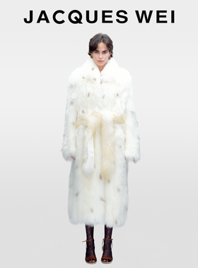 JACQUES WEI2025秋冬虞书欣同款羊皮毛白色斑点长毛长款皮草女款