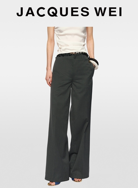 JACQUES WEI2026新款马年设计师极简灰色一片式金扣西装裤女长裤