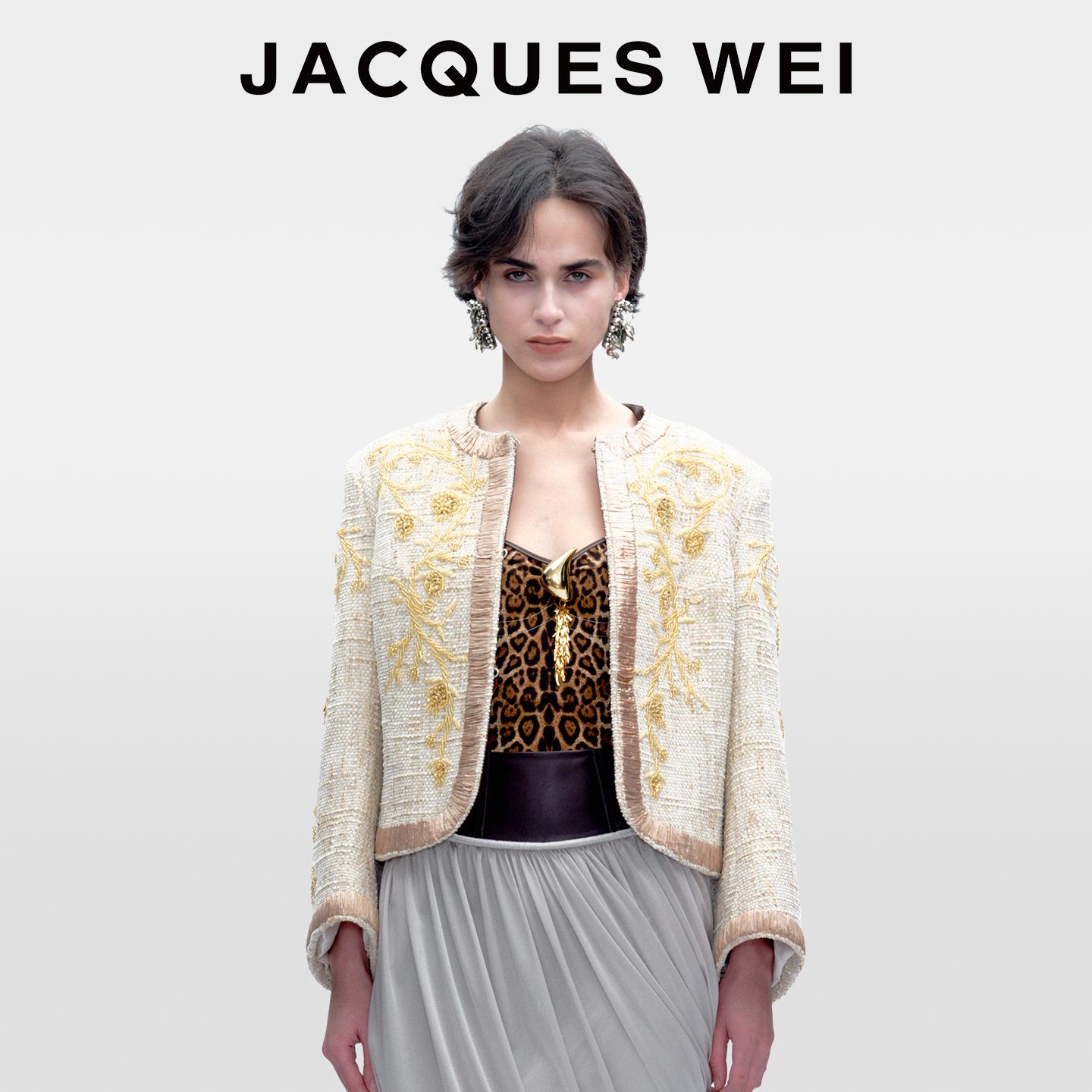 JACQUESWEI米黄色手工刺绣外套