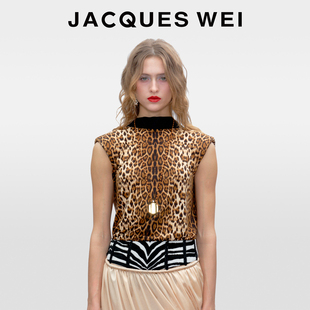 高领中领拼接露背内搭外穿上衣背心女款 JACQUES WEI2025豹纹无袖