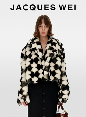 JACQUES WEI2025秋冬新款富家千金感穿搭羊皮毛一体黑白皮草女款
