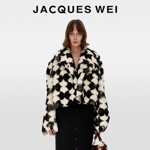 富家千金感穿搭羊皮毛一体黑白皮草女款 JACQUES WEI2025秋冬新款