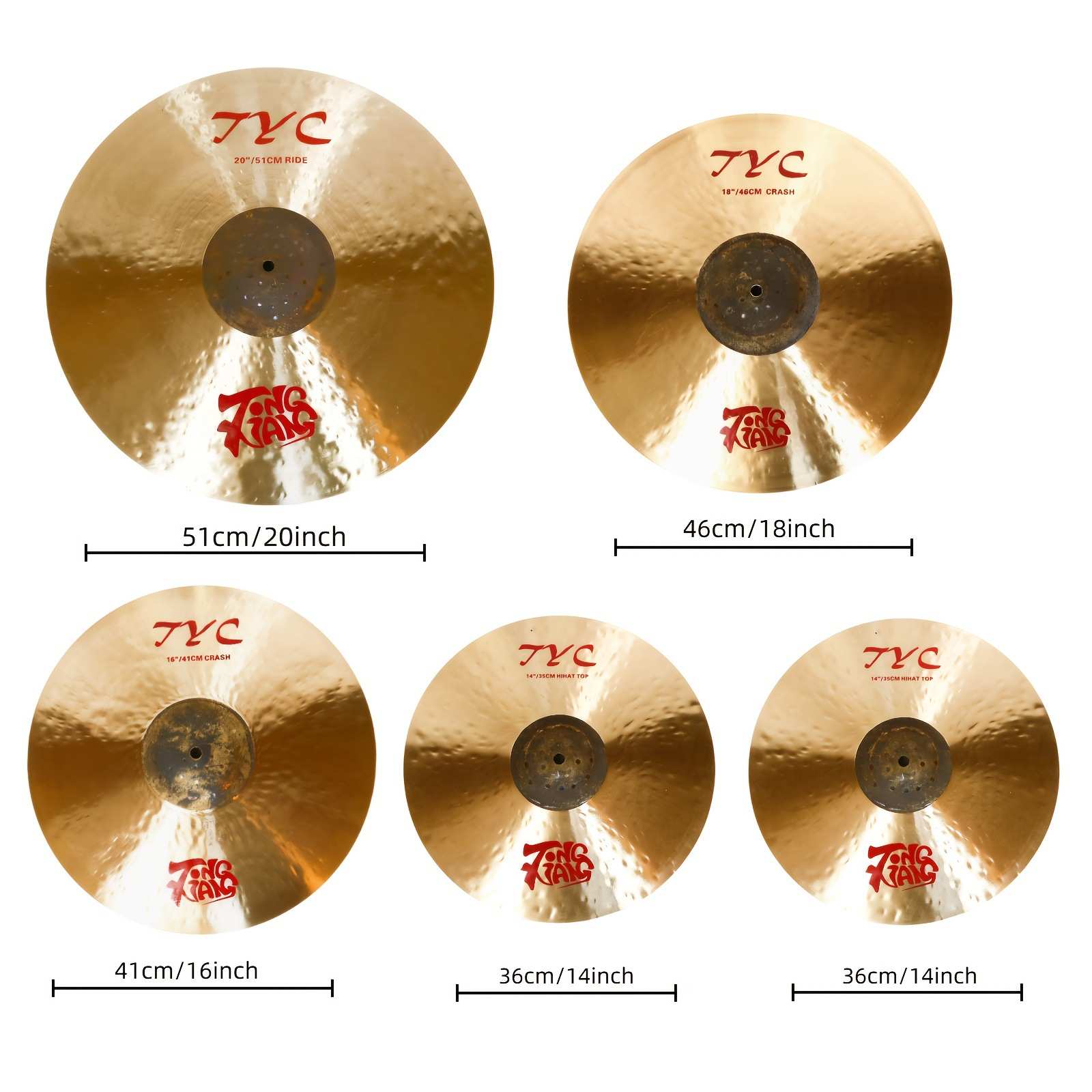 B20青铜钹套装 手工制作的复古镲片,14 “,16”,18 “,20”