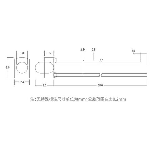 亿贝光1.8mm圆头红发红蓝发蓝黄发黄绿发绿直插LED发光二极管灯珠