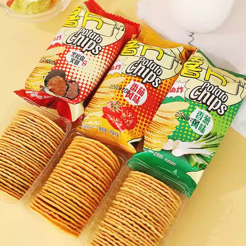-利百加非油烘焙薯番茄香AET葱炸黑松片露火腿味韧性饼干食休闲零