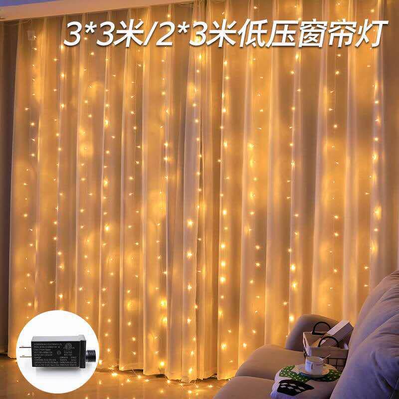 亚马逊热销LED窗帘灯圣诞灯装饰灯冰条灯彩灯闪串灯串3*3UL美规