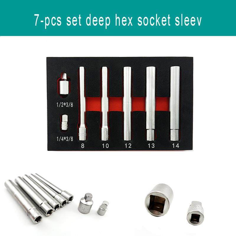 爆款7件套3/8驱动120ml加长内六角十二角长套筒套装EVA