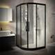 弧扇形淋浴房玻璃干湿隔断整体浴室黑色移门304不锈钢沐浴房S5009